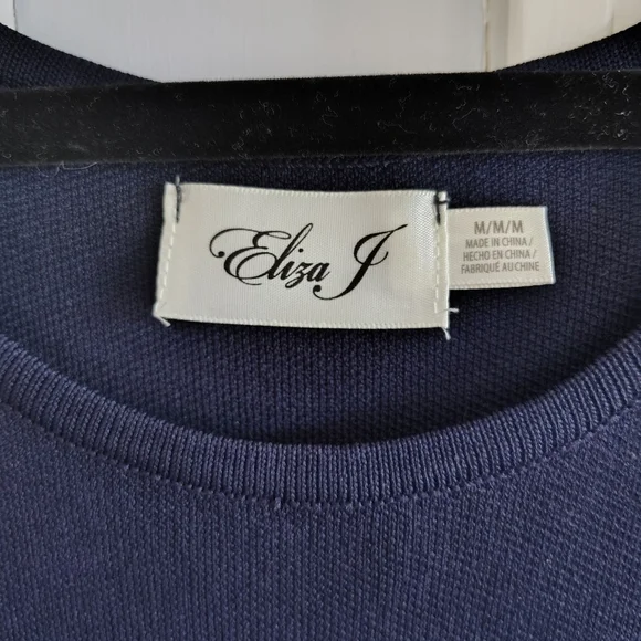 Eliza J Dark Navy Sleeveless A-Line Sweater Dress M - Picture 7 of 11